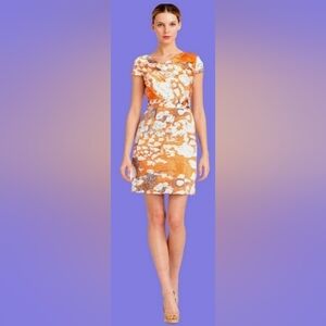 Marc New York Orange and White Sleeveless Sheath Mini Dress